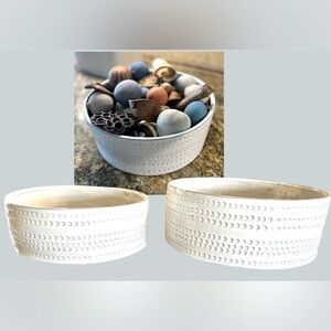 Set of two Elegant Decorative Bowls for Serving or Decor White Textured